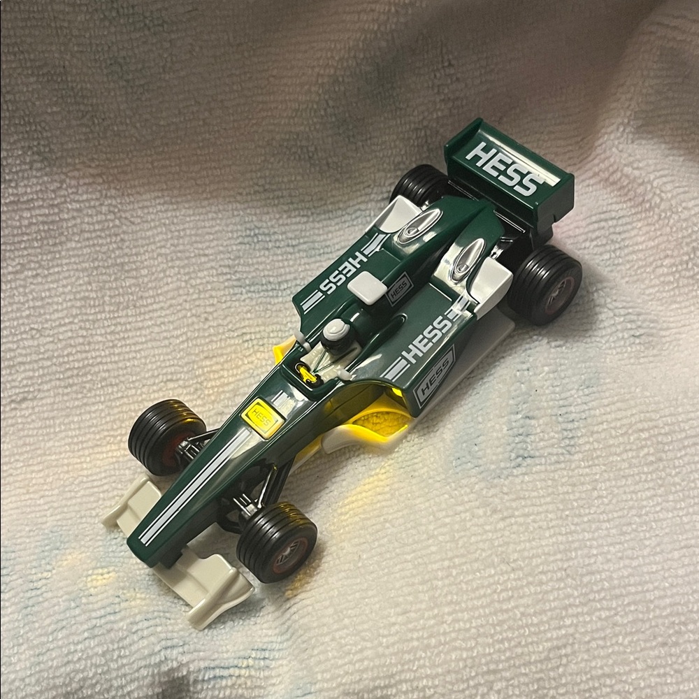 HESS Green and White Toy light up Race Car